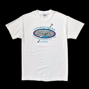 90s Vintage Canadian Baton Championships T-shirt Vancouver Canada White Medium.